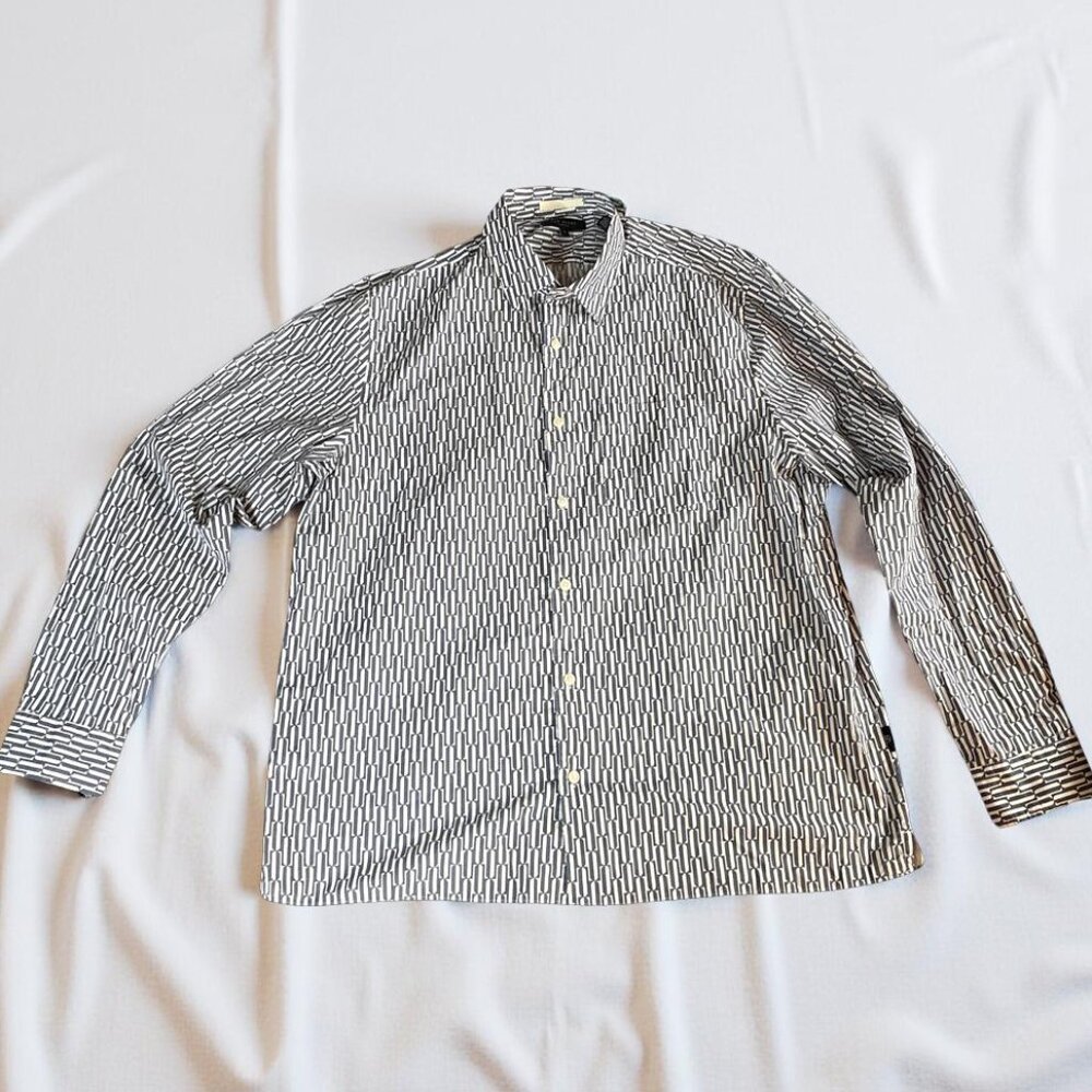 Ted Baker London XL Button Down Dress Shirt Grey and White Size 5